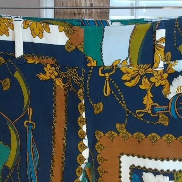 New York & Company Colorful Boho Black Green White Capri Crop Ankle Pants Size 0 - Picture 4 of 9